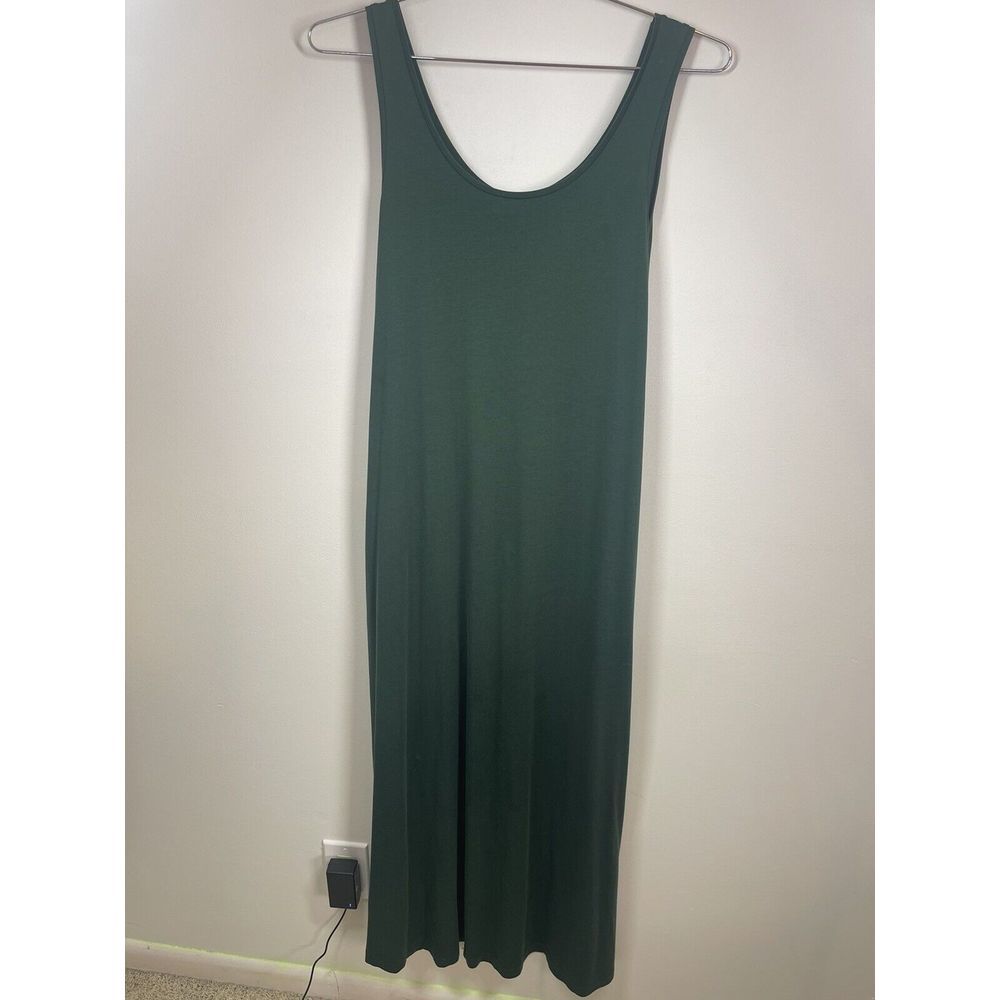 Whistles Women’s Green Jersey Sleeveless Maxi Dress Scoop Neck Pockets 8 Boho
